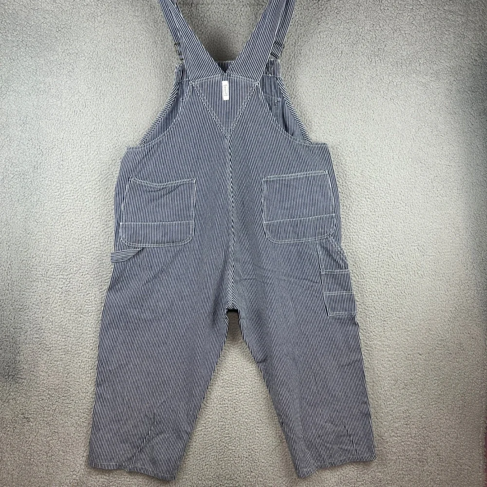Key Hickory railroad Stripe Overalls Mens 42x28 (M: 42x23) Blue White Aristocrat